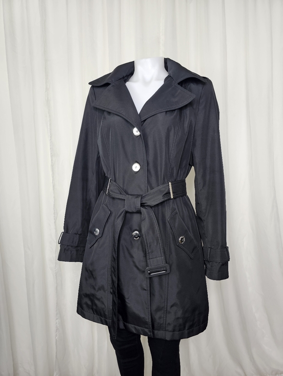 Calvin Klein Jackets & Blazers - Calvin Klein Black Belted Hooded Lightweight Trench Coat Raincoat Medium
